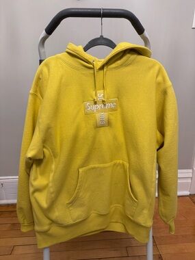 Supreme Yellow Cross Logo Pullover Hoodie - Men's